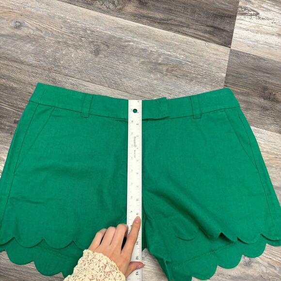 NWT J Crew Factory Green Womens 10 Scalloped Linen Blend Mid Rise Vacation Short - Picture 9 of 12